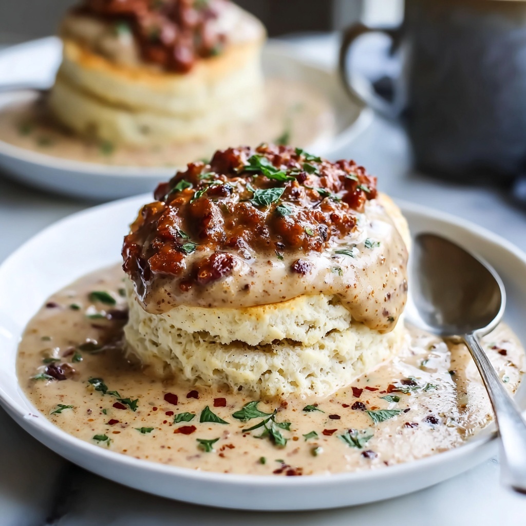 Biscuits and Chorizo Gravy: A Comforting Breakfast Twist Recipe - Recipe Image
