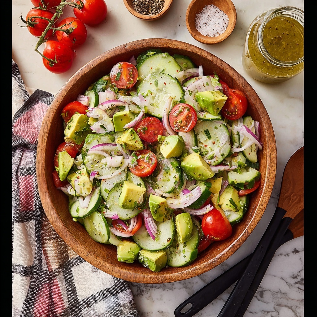 Cucumber Tomato Avocado Salad Recipe - Recipe Image