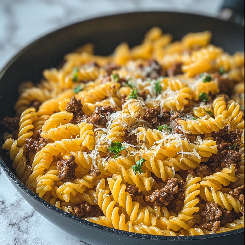 One-Pot Beef and Cheddar Ranch Pasta Recipe - Recipe Image