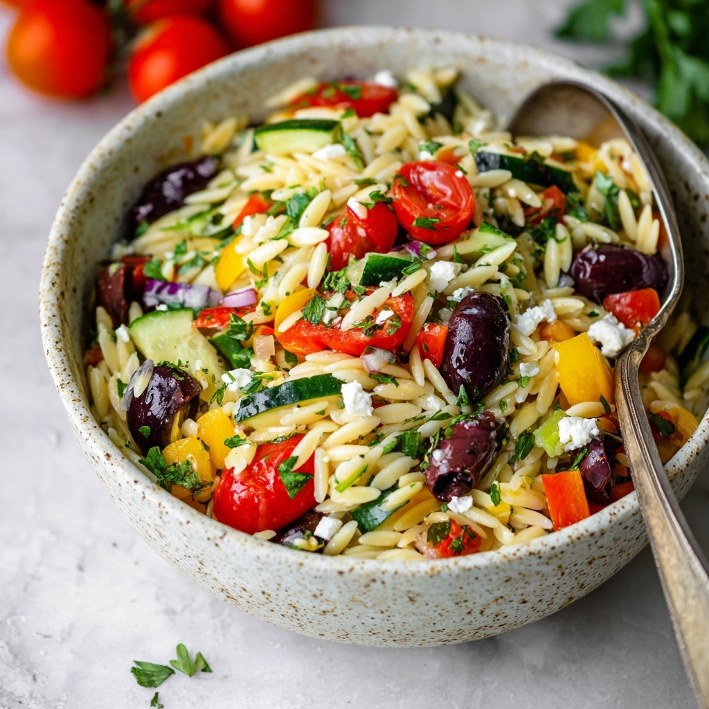 Orzo Pasta Salad with Cherry Tomatoes, Feta, and Basil Recipe - Recipe Image