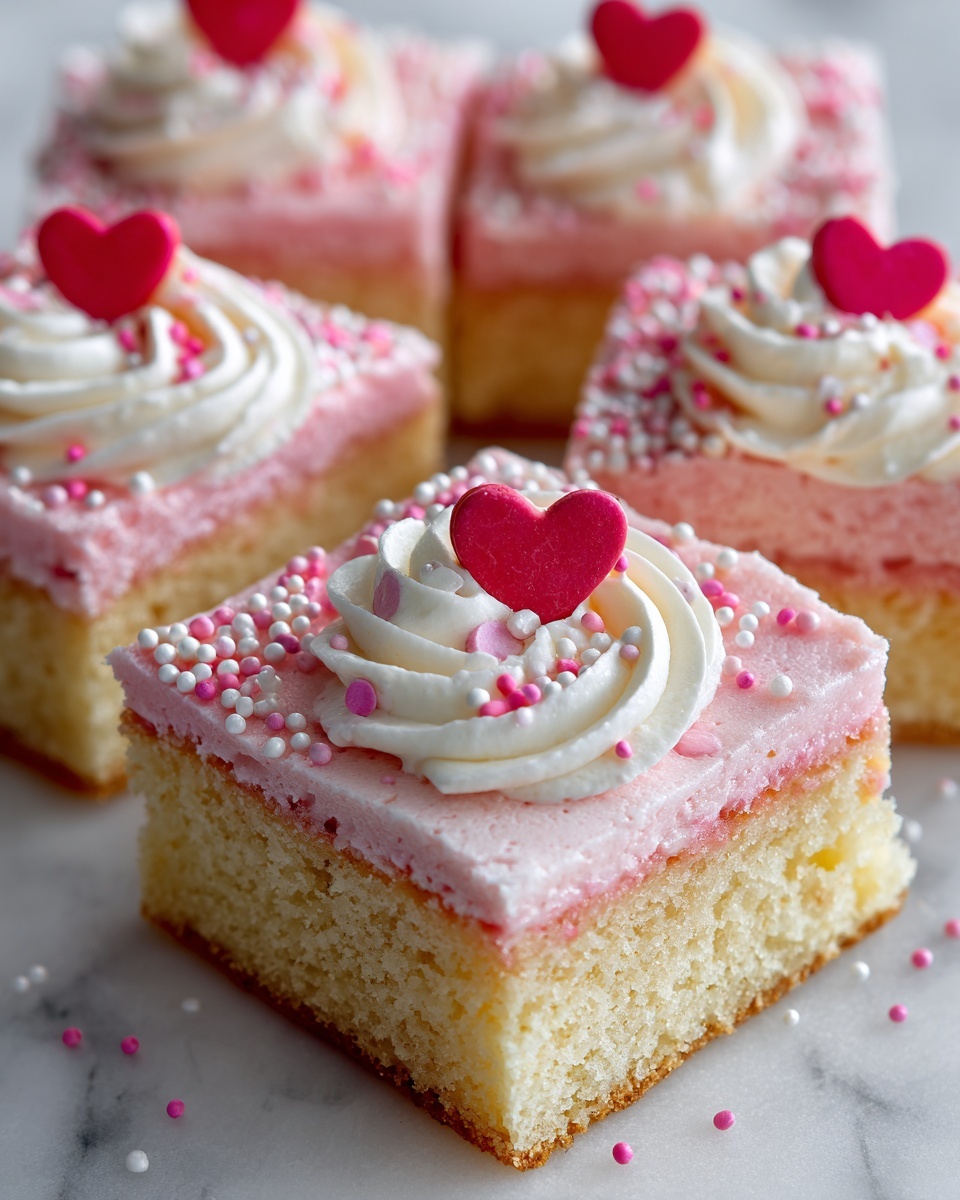 Pink Vanilla Cake Squares Recipe - Recipe Image