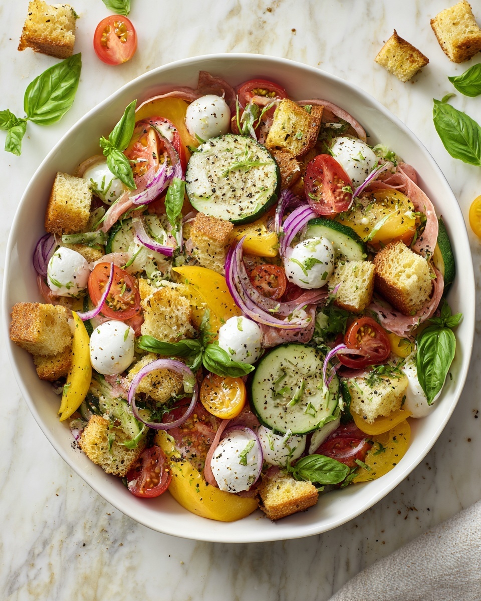 Peach Panzanella Salad Recipe - Recipe Image