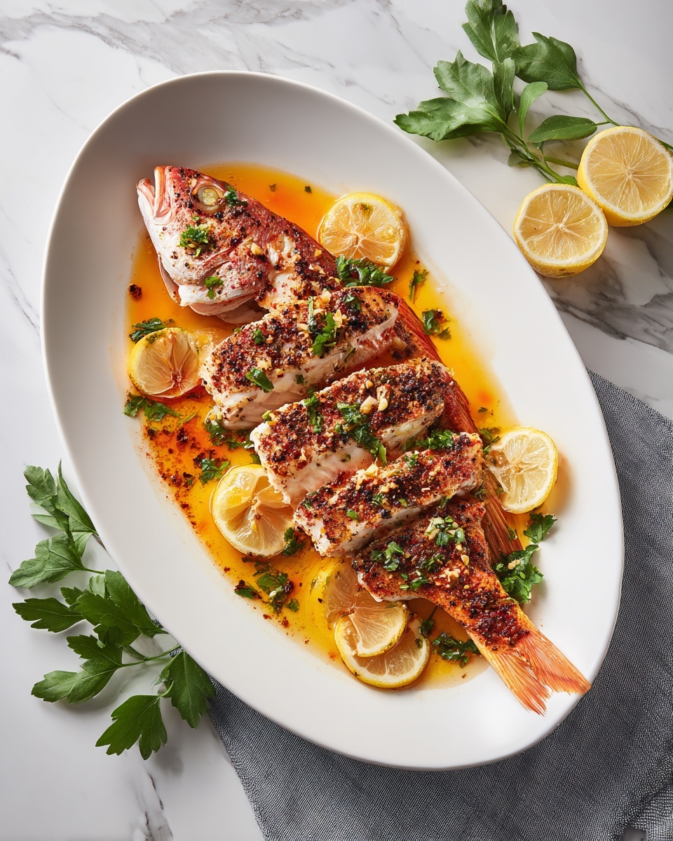 Baked Red Snapper with Garlic and Herbs Recipe - Recipe Image