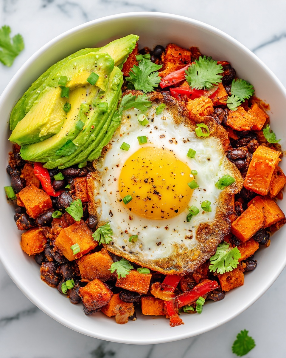 Southwest Sweet Potato Hash with Fried Eggs and Avocado Recipe - Recipe Image
