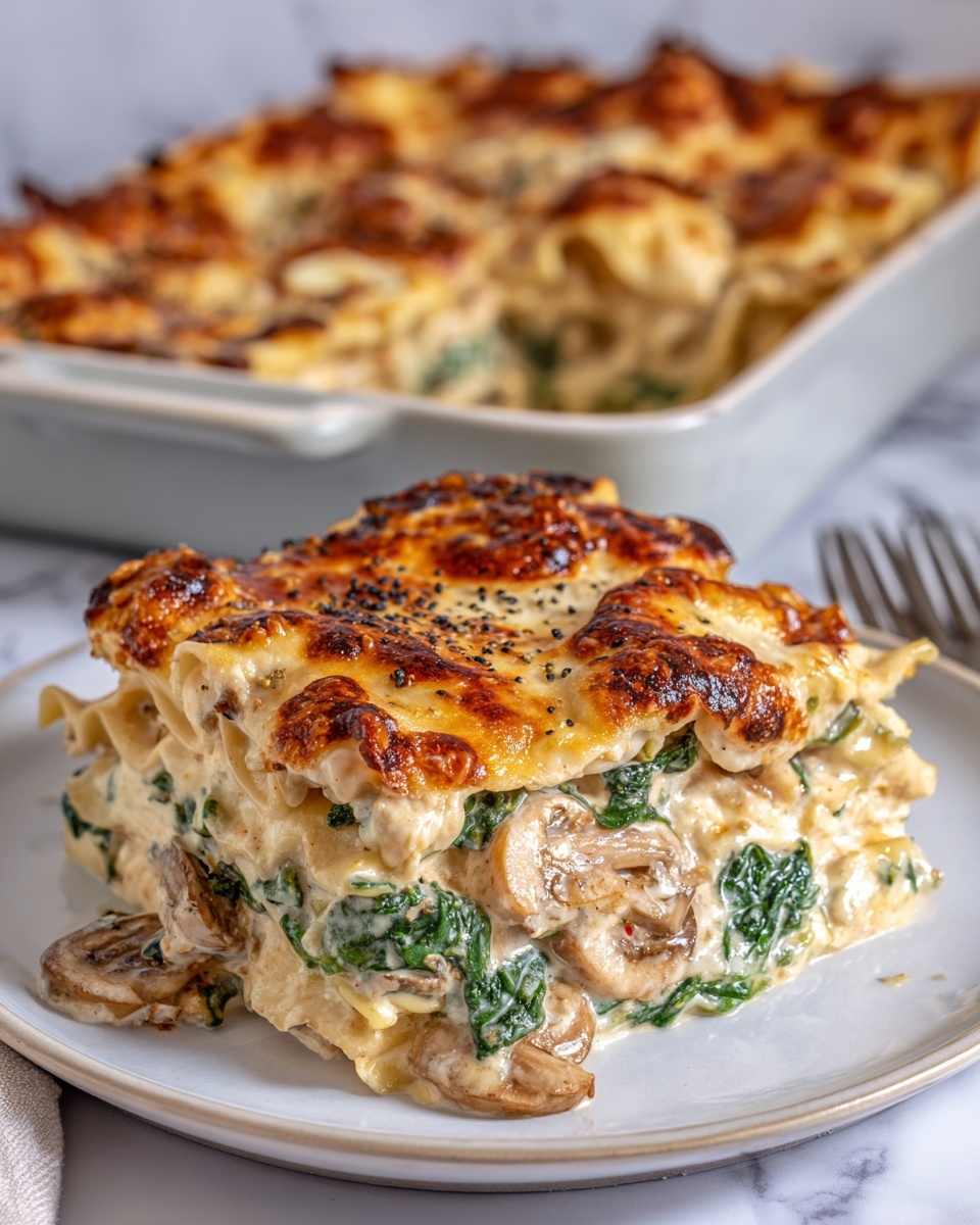 Spinach and Mushroom White Lasagna Recipe - Recipe Image
