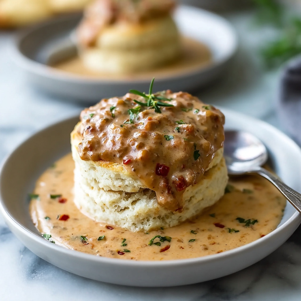 Biscuits and Chorizo Gravy: A Comforting Breakfast Twist Recipe - Recipe Image