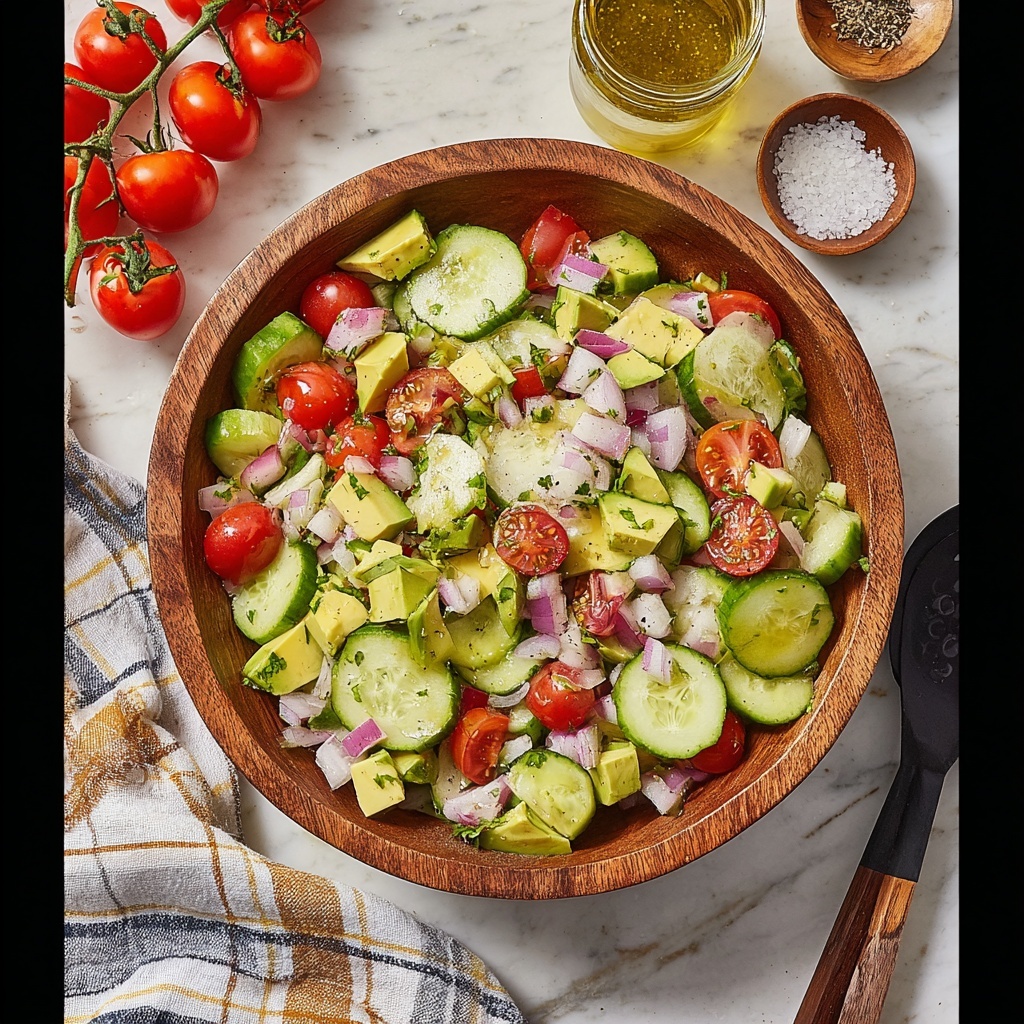 Cucumber Tomato Avocado Salad Recipe - Recipe Image
