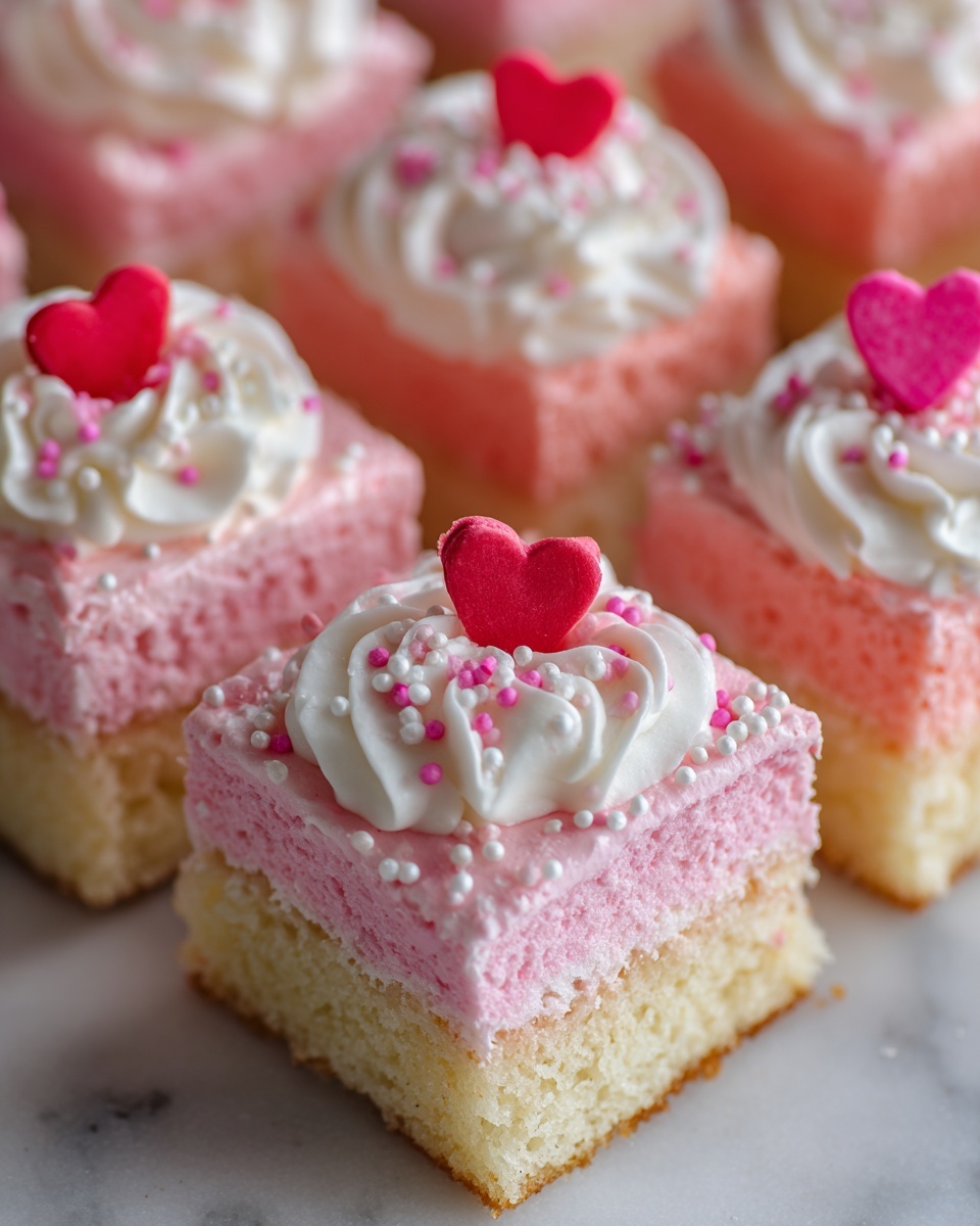 Pink Vanilla Cake Squares Recipe - Recipe Image