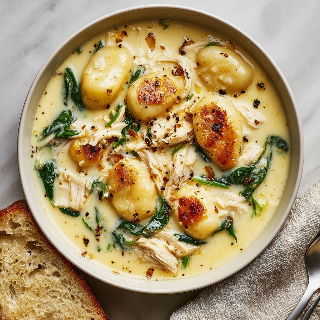 Creamy Chicken Gnocchi Soup with Garlic Recipe - Recipe Image