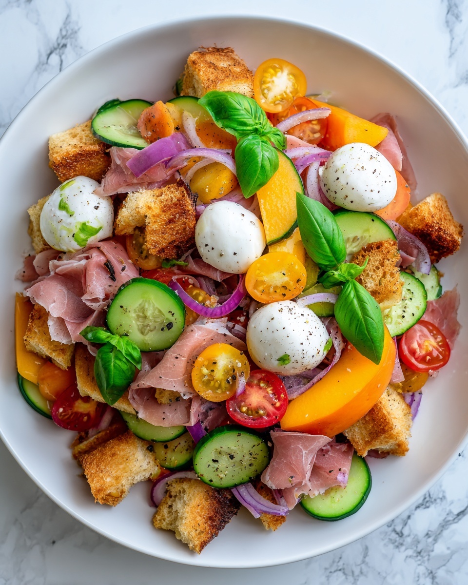 Peach Panzanella Salad Recipe - Recipe Image
