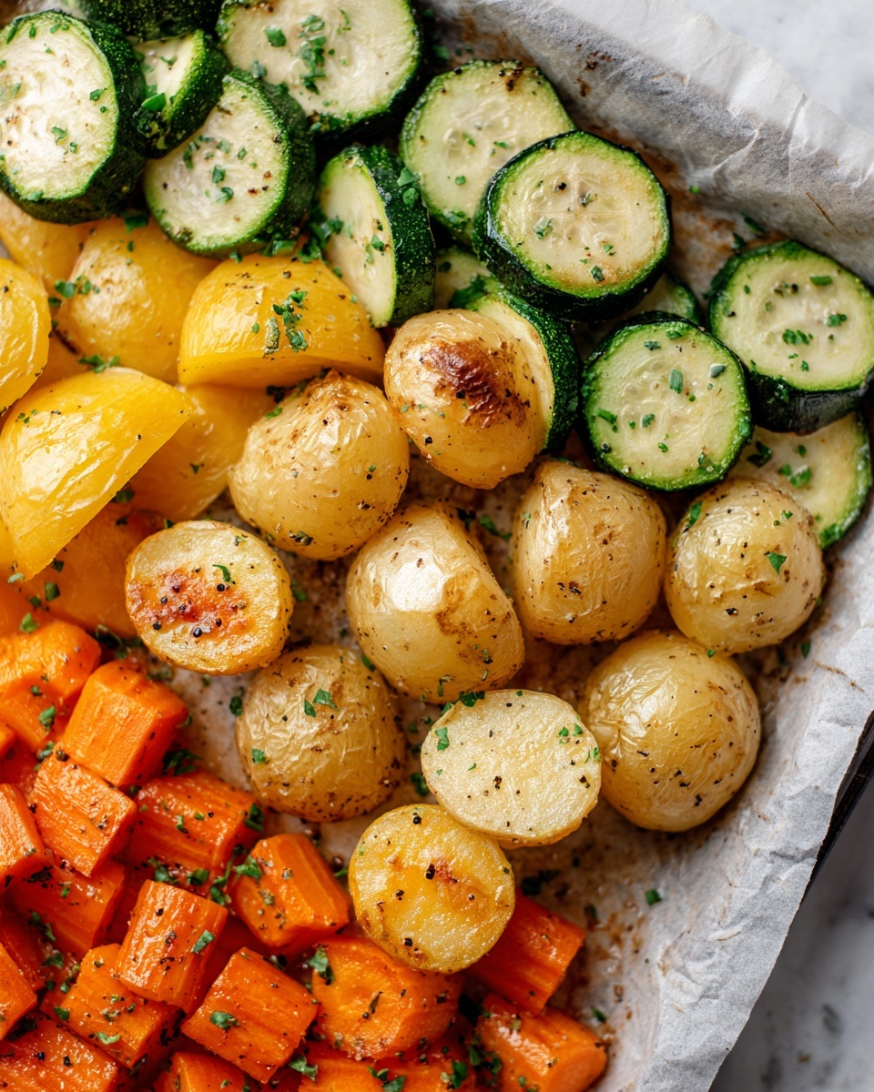Garlic Herb Roasted Potatoes, Carrots, and Zucchini Recipe - Recipe Image