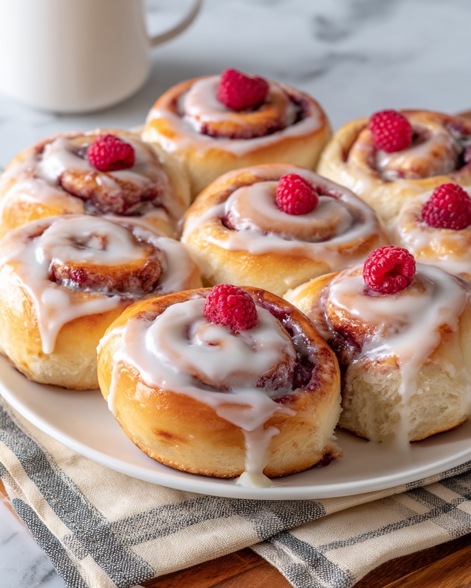 Raspberry Cinnamon Rolls with Lemon Glaze Recipe - Recipe Image