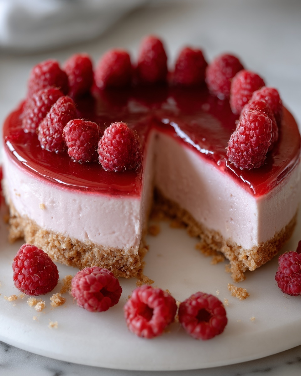 Easy Baked Raspberry Cheesecake Recipe - Recipe Image