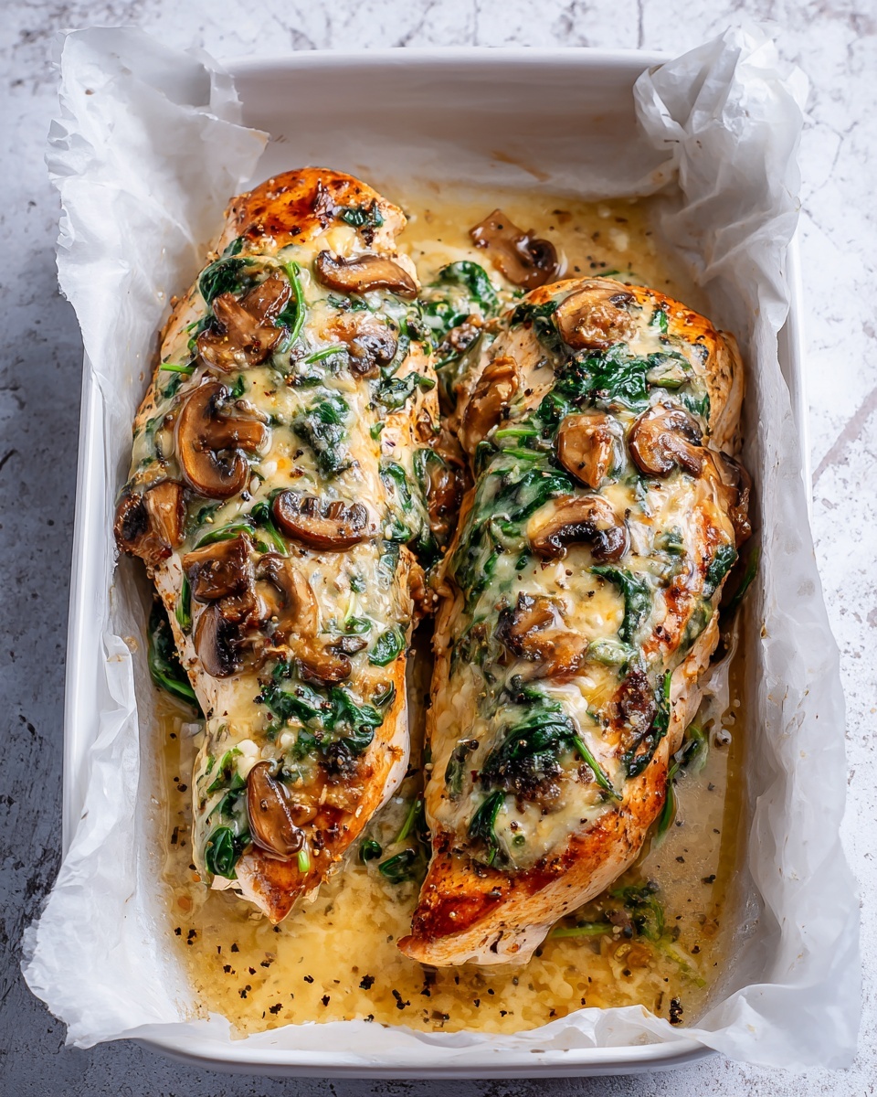 Baked Chicken with Spinach and Mushrooms Recipe - Recipe Image