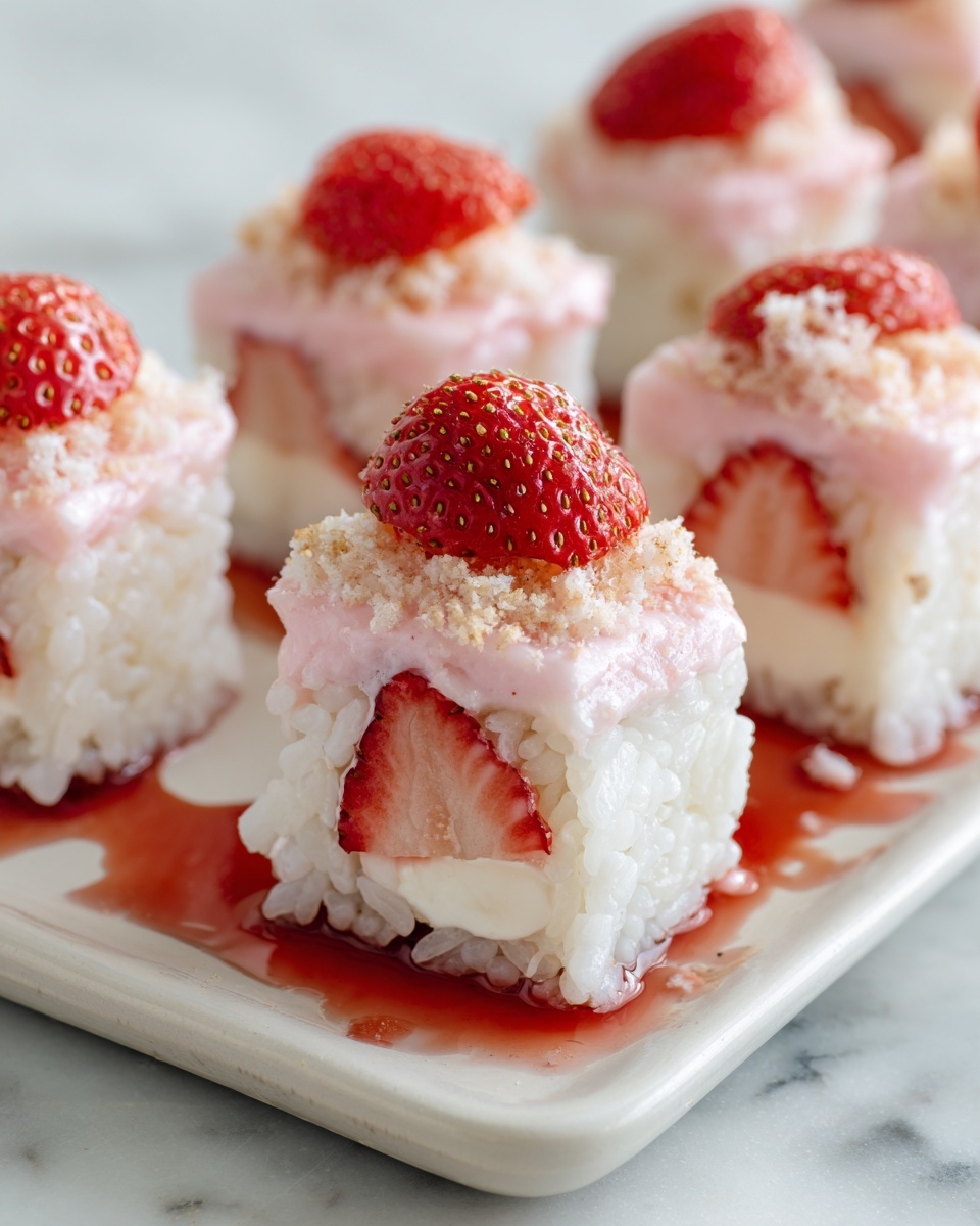 Strawberry Shortcake Cheesecake Dessert Sushi Rolls Recipe - Recipe Image