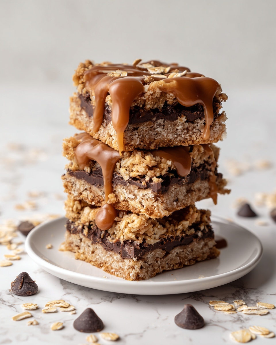 Salted Caramel Chocolate Oat Bars Recipe - Recipe Image
