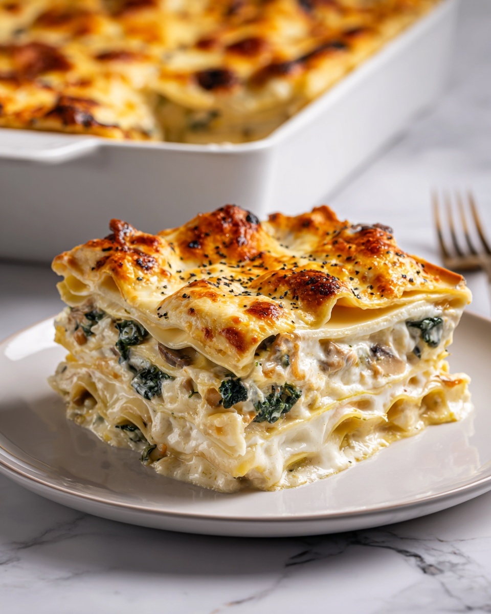 Spinach and Mushroom White Lasagna Recipe - Recipe Image